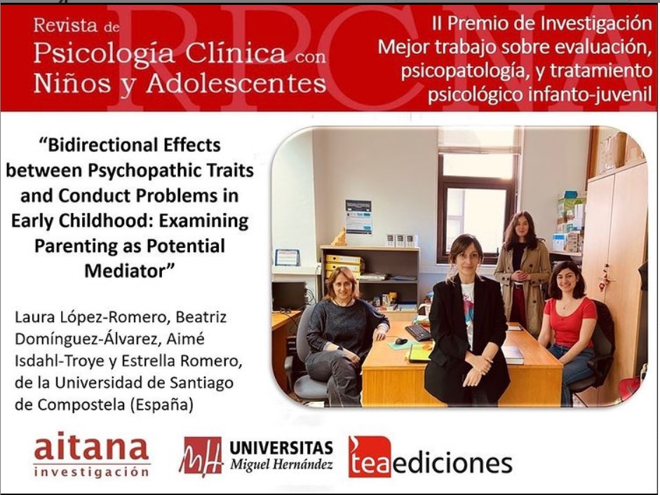 Un trabajo sobre el papel de las practicas parentales sobre los rasgos psicopáticos infantiles gana el II Premio de Investigación de la Revista PCNA